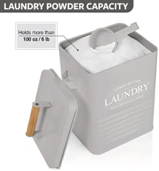 Space Saving Laundry Room Organization & Laundry Powder Container Metal Laundry Soap Dispenser Container Holder with Scoop