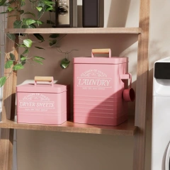 工厂定制农舍金属储物盒洗衣烘干机床单架洗衣粉储存容器带铲子