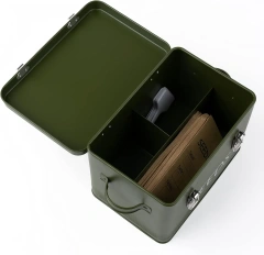 Seed Packet Container with Lid Garden 3 Compartments Seed Bin Metal Seed Bin Storage Organizer