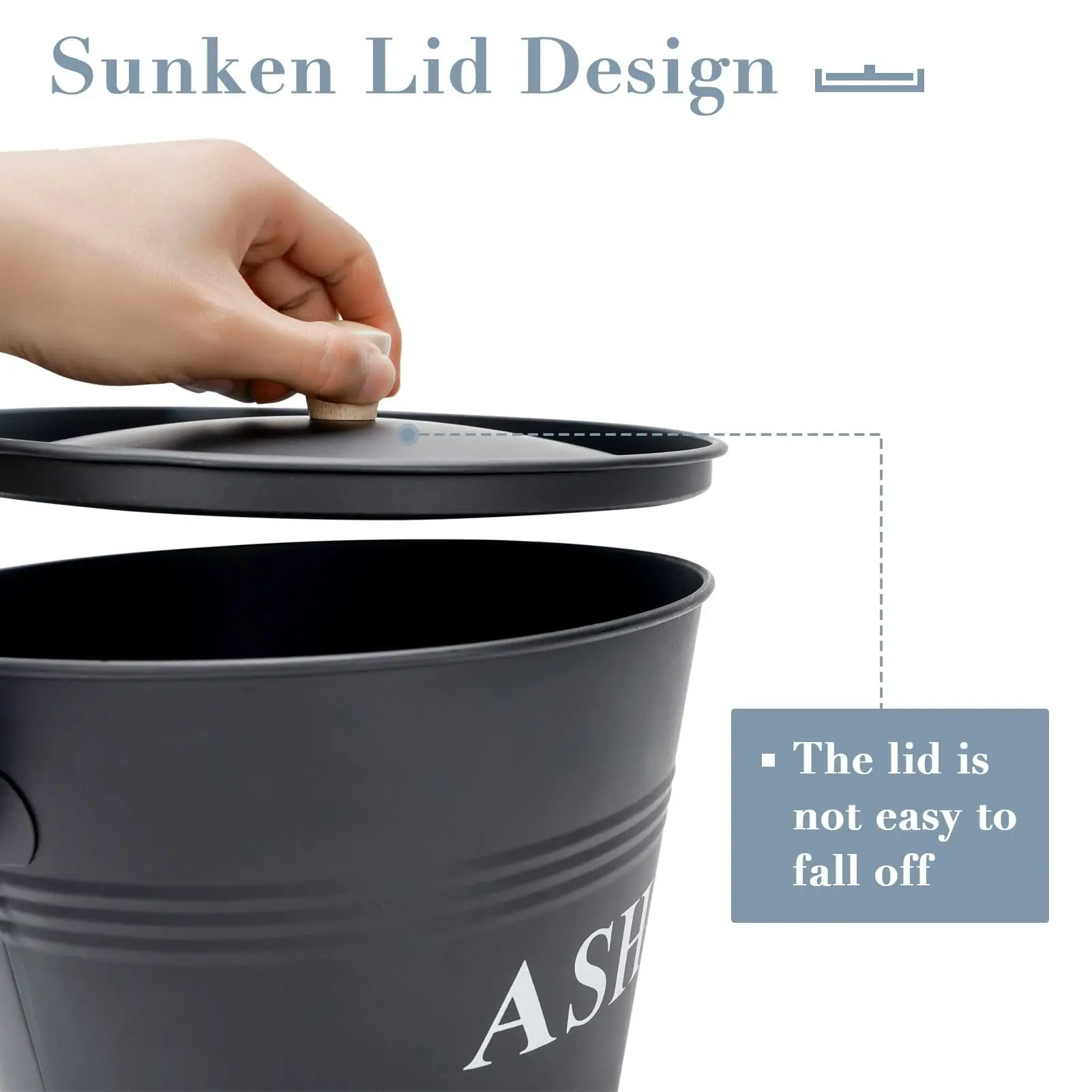 Factory Custom Fireplace Container Coal Storage Galvanized Iron Ash Pail Ash Bucket with Lid and Handle for Fireplace