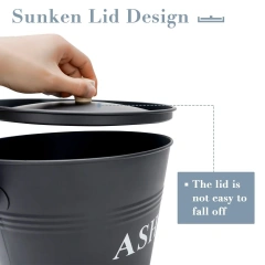 Factory Custom Fireplace Container Coal Storage Galvanized Iron Ash Pail Ash Bucket with Lid and Handle for Fireplace