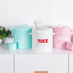 Metal Food Rice Storage Tin Jar Container with Airtight Lid Cereal Storage Container