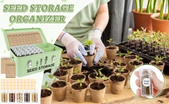 60 Slots Seed Storage Organizer, Metal Seed Saving Box with Lid and Safety Locks, Seed Bin Seed Storage Container