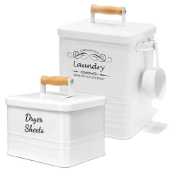 金属洗衣液盒容器和烘干机纸架带盖洗衣粉储物箱带铲子适用于农舍