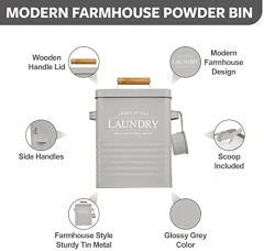 Space Saving Laundry Room Organization & Laundry Powder Container Metal Laundry Soap Dispenser Container Holder with Scoop