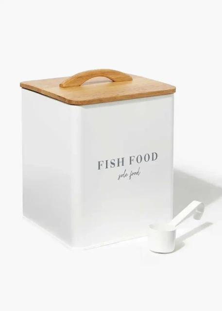 Factory Custom Metal Airtight Storage Box Pet Food Snack Container with sealed Wooden Lid for Storing Dog Food and Cat Food