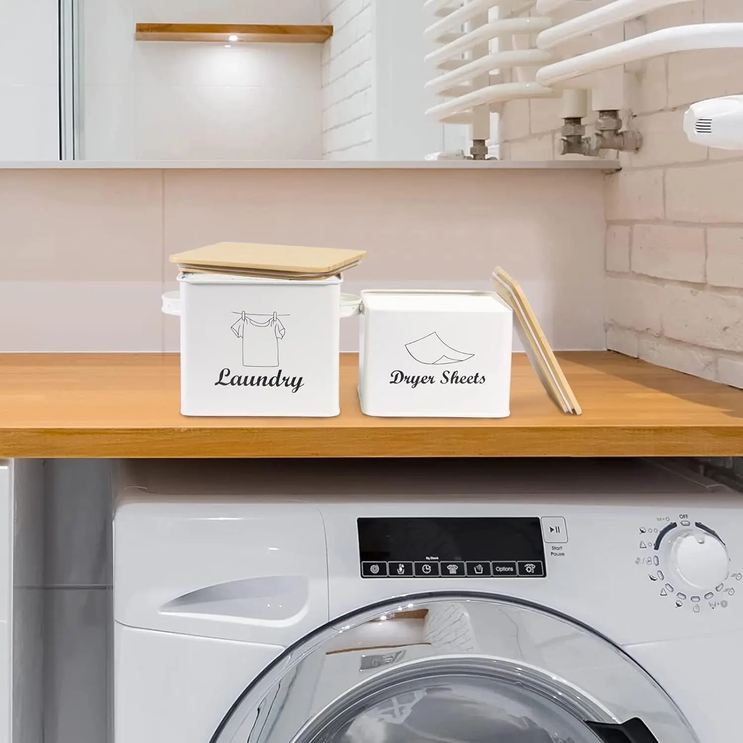 Set of Laundry Powder Bin & Dryer Sheets Holder Laundry Detergent Powder Storage Box