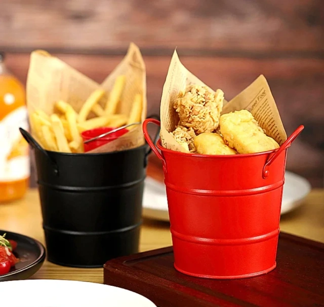 Mini French Fries Barrels Snack Chicken Wing Vegetables Salad Fried Food Bucket for Dishes Potato Tool Kitchen Accessories