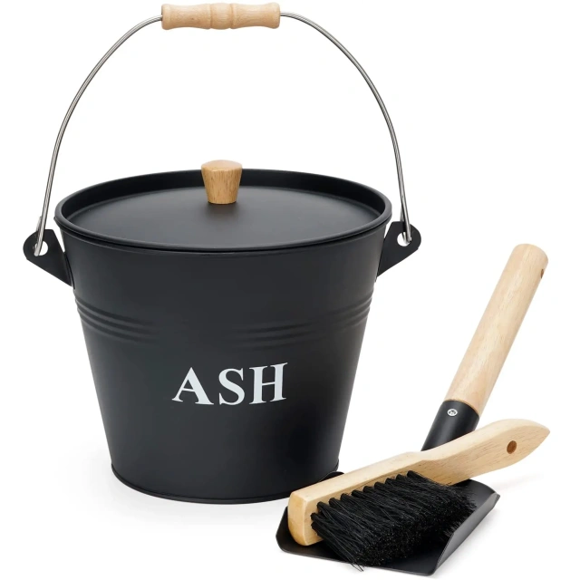 Factory Custom Fireplace Container Coal Storage Galvanized Iron Ash Pail Ash Bucket with Lid and Handle for Fireplace