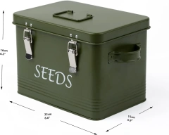 Seed Packet Container with Lid Garden 3 Compartments Seed Bin Metal Seed Bin Storage Organizer