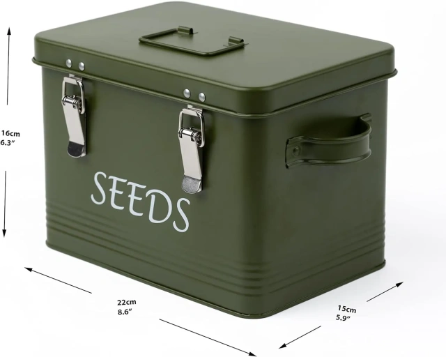 Seed Packet Container with Lid Garden 3 Compartments Seed Bin Metal Seed Bin Storage Organizer