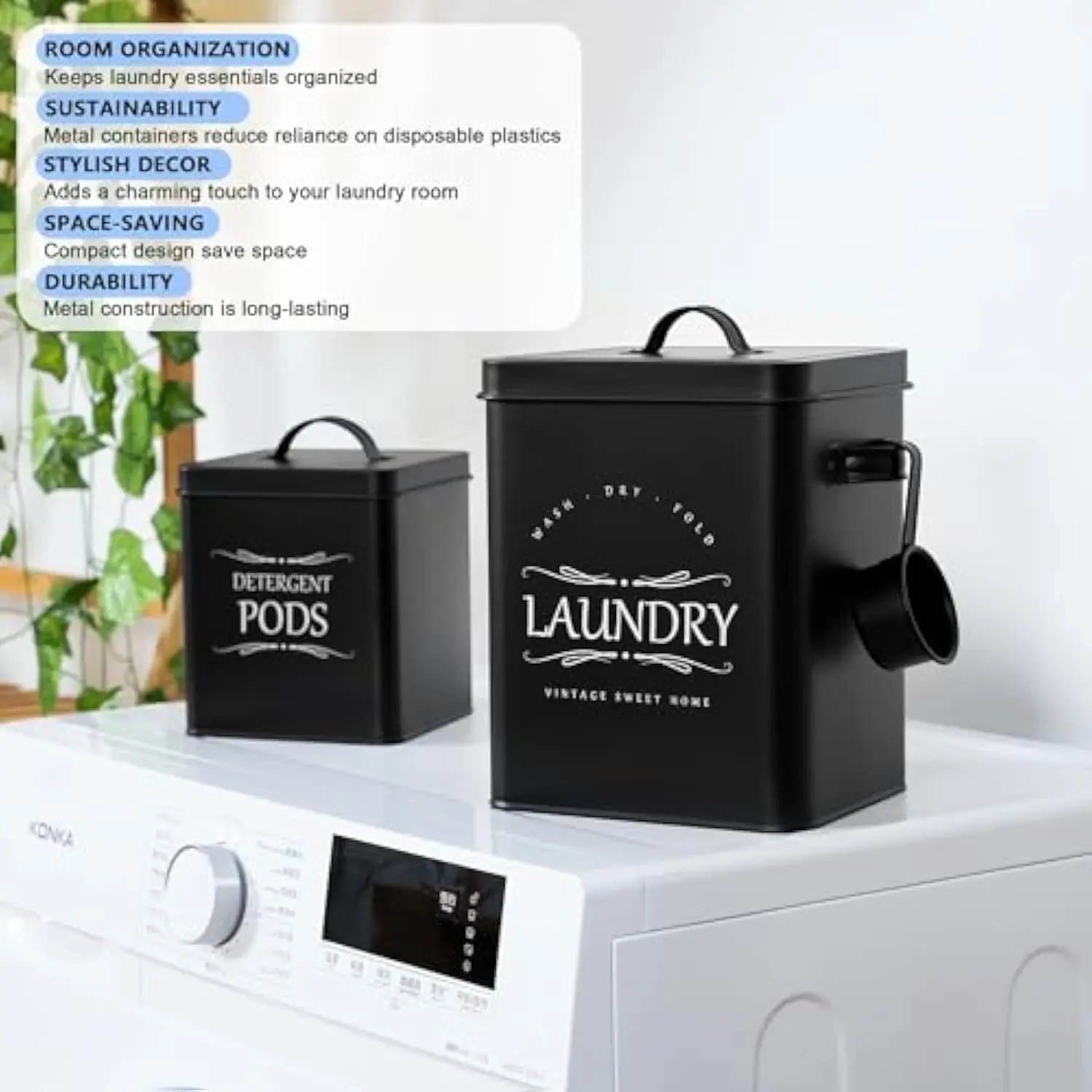 Laundry Detergent Container Set 2-Pack Detergent Holder with Scoop  Laundry Detergent Sheets and Pods Container