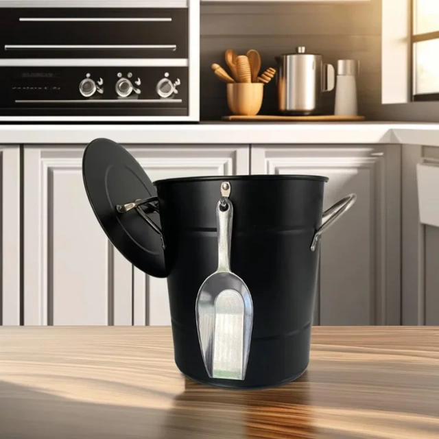 宠物金属食品储存箱猫粮罐狗粮储存容器带勺子