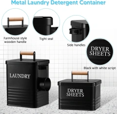 金属洗衣粉容器，带烘干纸支架，现代农舍洗衣液容器