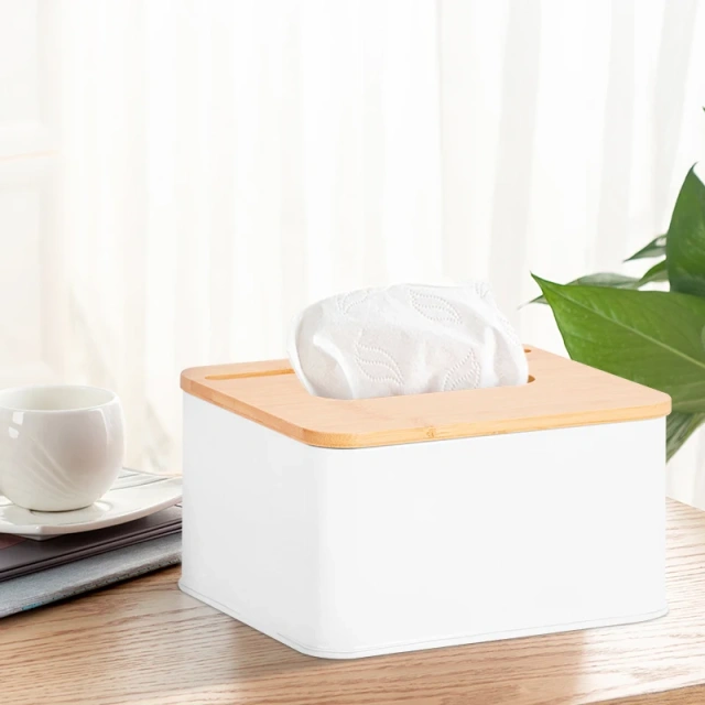 Ecologic Tissue Box Holder Rectangular  Container Home and Restaurant Tissue Box L-holder Bamboo Lid