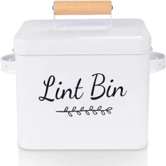 Storage Laundry Trash Can with Lid Lint Holder Bin Farmouse Decor Dryer Lint Container Lint Bin for Laundry Room