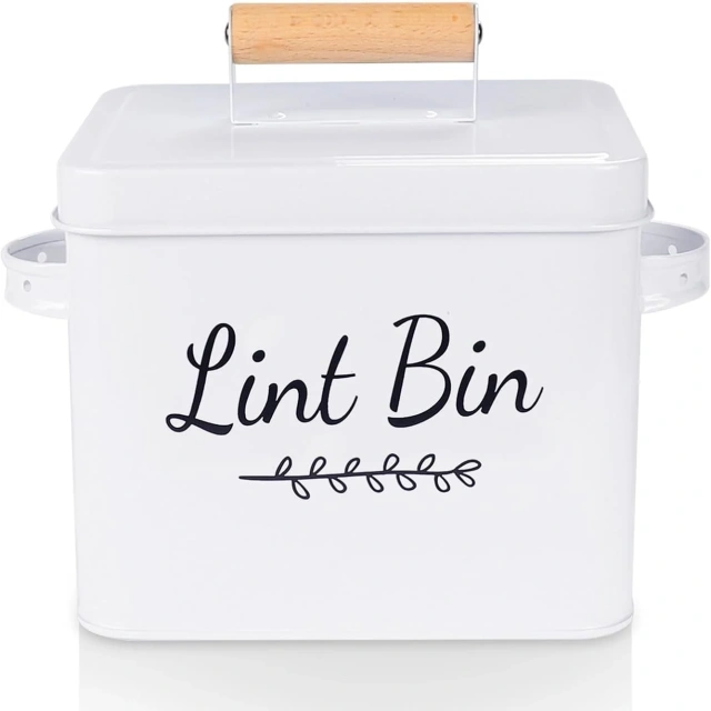 Storage Laundry Trash Can with Lid Lint Holder Bin Farmouse Decor Dryer Lint Container Lint Bin for Laundry Room