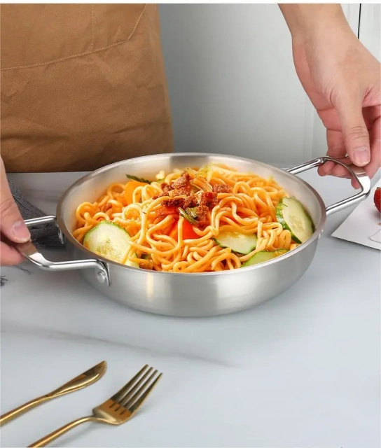 韩式金色不锈钢面条火锅方便面锅海鲜干锅家用烹饪锅