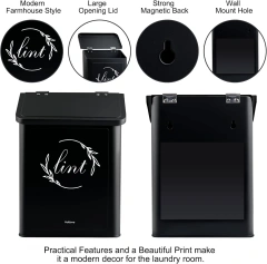 新款洗衣片收纳盒带盖金属磁性棉绒桶壁挂式洗衣罐