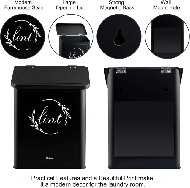 新款洗衣片收纳盒带盖金属磁性棉绒桶壁挂式洗衣罐