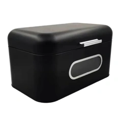 镀锌铁面包盒厨房台面金属储物面包盒柜复古黑色带窗口面包盒