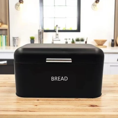 镀锌铁面包盒厨房台面金属储物面包盒柜复古黑色带窗口面包盒