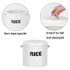 2023 Metal Rice Storage Bucket With Metal Lid and Handle Food Storage Box for Kitchen Grain Rice Container