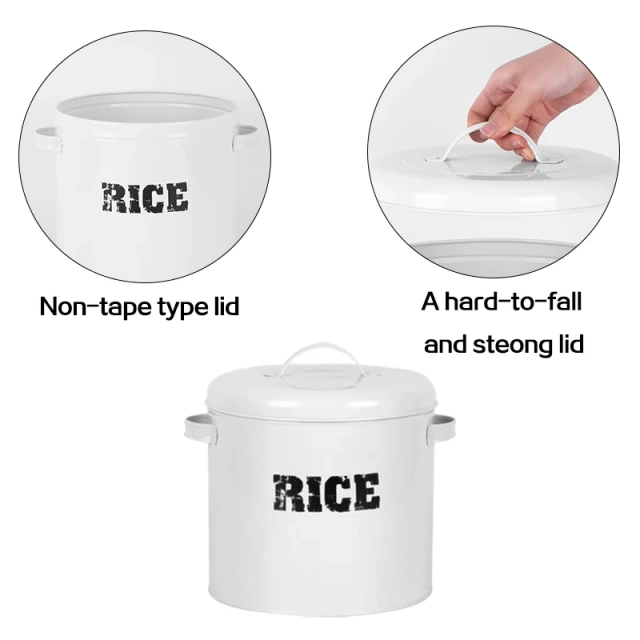 2023 Metal Rice Storage Bucket With Metal Lid and Handle Food Storage Box for Kitchen Grain Rice Container