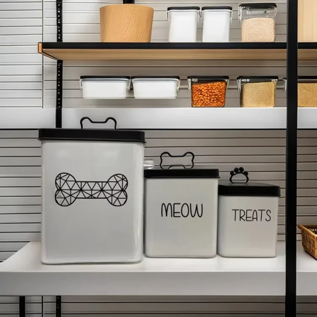 Dog Treat Container Dog Cookie Food Storage Jar Metal Pet Treat Organizer Pet Treat Canister Set