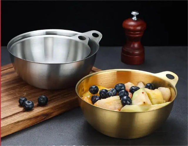 韩式金色不锈钢面条火锅方便面锅海鲜干锅家用烹饪锅