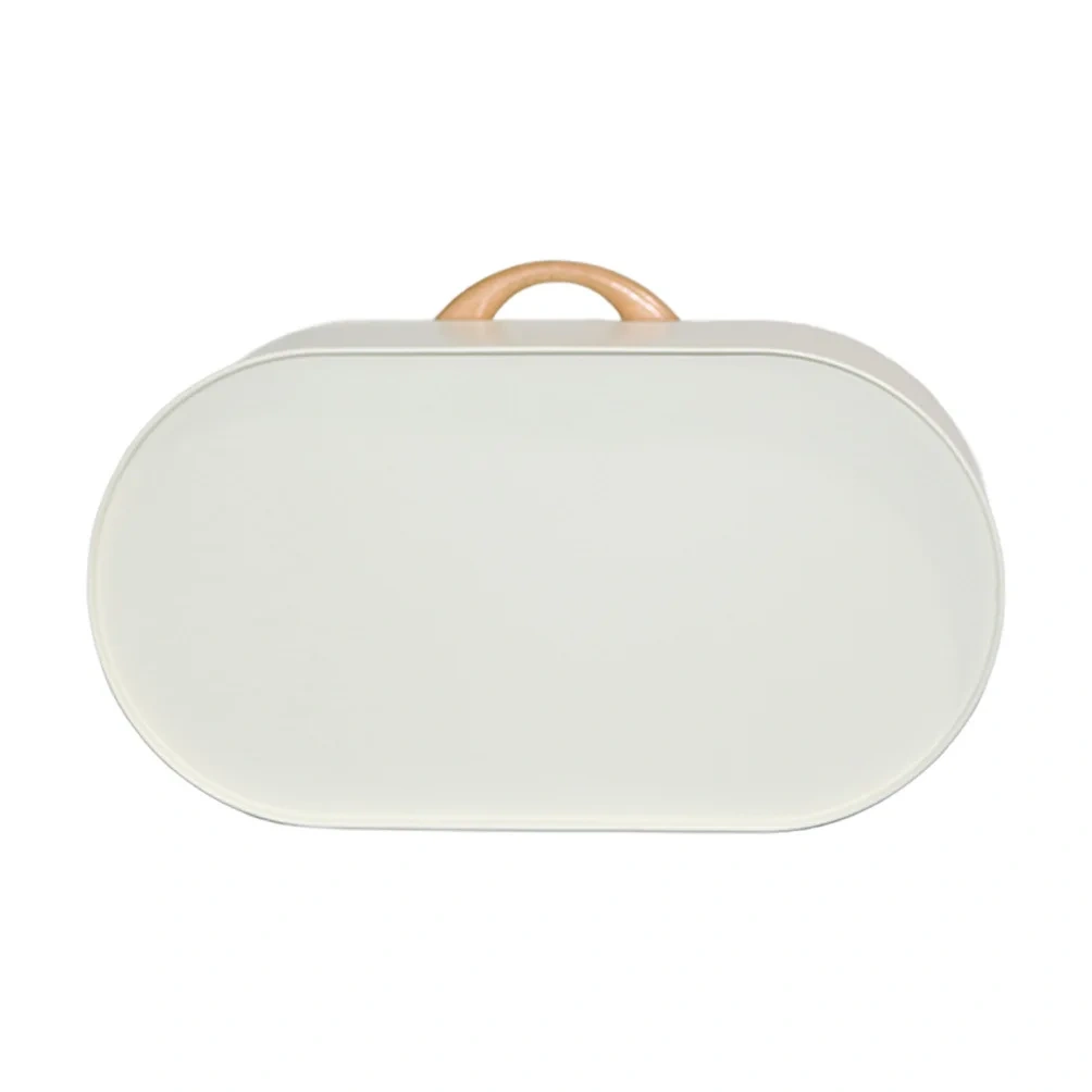 White Metal Bread Bin Storage Tin with Front Opening Drop Down Door for Kitchen Counter or Shelf Bread Box Storage Container