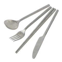 Vintage 4 Piece Stainless Steel Flatware Set Service Cutlery Set, Include Knives/Forks/Spoons/Chopstick