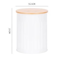 DIY创意饼干储物罐写上你喜欢的名字金属储物罐带竹盖白色储物容器