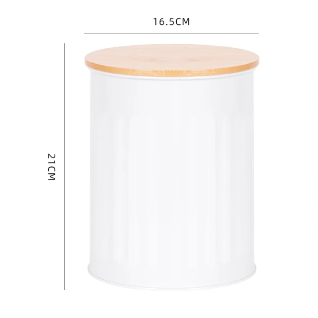 DIY创意饼干储物罐写上你喜欢的名字金属储物罐带竹盖白色储物容器