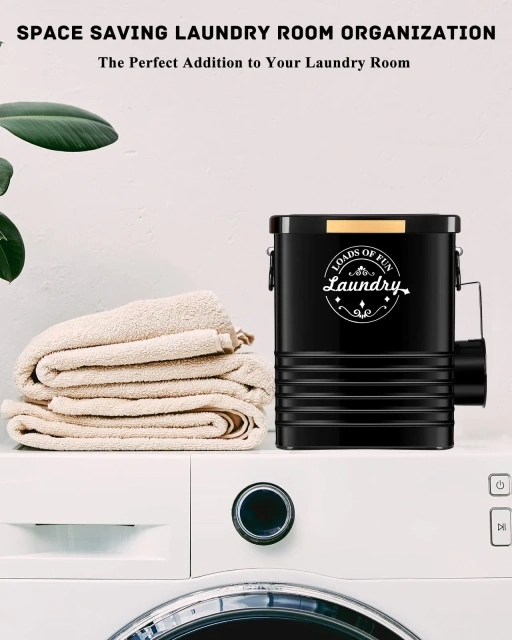 洗衣粉容器分配器支架洗衣房收纳金属洗衣皂分配器带勺子和盖子