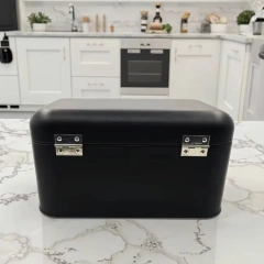 镀锌铁面包盒厨房台面金属储物面包盒柜复古黑色带窗口面包盒