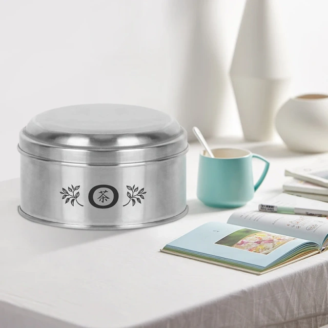 Tabletop Metal Tea Can with Lid Sealing Storage Box New Style Simple Stainless Steel Tea Canister