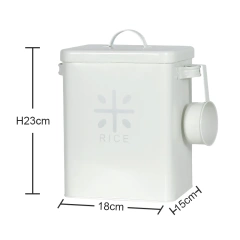10L Metal Rice and Grain Storage Container With Metal Lid Handle and Spoon Rice Storage Box