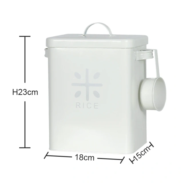 10L Metal Rice and Grain Storage Container With Metal Lid Handle and Spoon Rice Storage Box