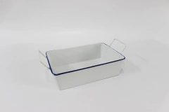 Manufacturer Galvanized Iron Snack Dish 2.5L with Side Handles Restaurant Rectangle Food Tray Metal Fried Chicken Plate