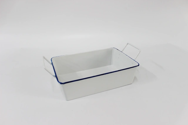 Manufacturer Galvanized Iron Snack Dish 2.5L with Side Handles Restaurant Rectangle Food Tray Metal Fried Chicken Plate
