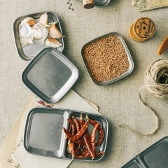 American Retro Frosted Hot Pot Dipping Seasoning Dish Small Dish Household Sauce Bowl 304 Stainless Steel Dividing Plate