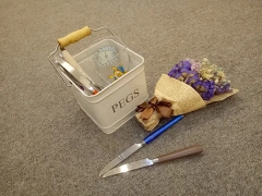 Galvanized Iron Kitchen Decor Cutlery Holder with Wooden Handle square Storage Bin 3.5L Powder Coating Metal Utensils Caddy