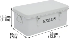 Metal Seed Bin Storage Organizer Box Seed Packet Container with Lid 4 Compartments Garden Seed Bin