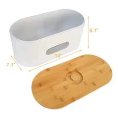 大号面包盒，带竹砧板盖，乡村风格竹面包箱，大容量，节省台面空间