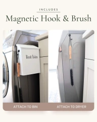 现代洗衣房绒毛垃圾桶 绒毛桶 磁性绒毛桶 适用于洗衣房 带刷子和挂钩