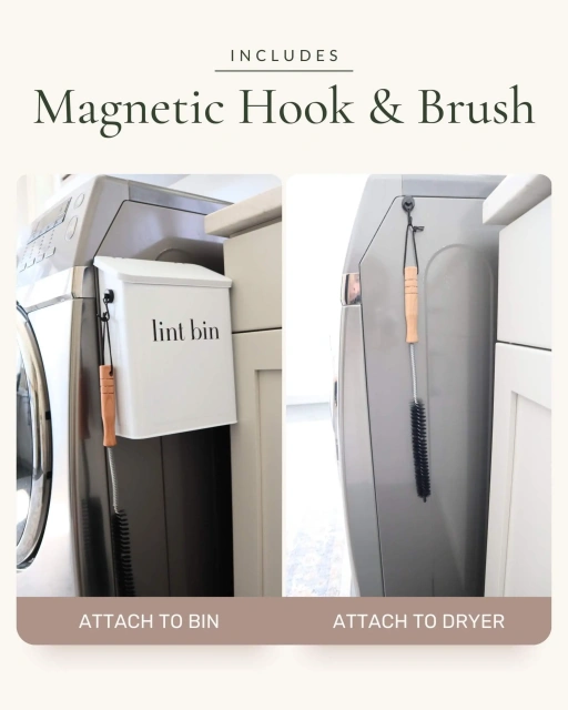 现代洗衣房绒毛垃圾桶 绒毛桶 磁性绒毛桶 适用于洗衣房 带刷子和挂钩