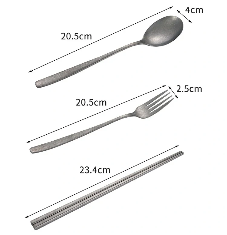 Vintage 4 Piece Stainless Steel Flatware Set Service Cutlery Set, Include Knives/Forks/Spoons/Chopstick
