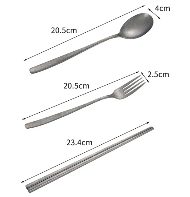 Vintage 4 Piece Stainless Steel Flatware Set Service Cutlery Set, Include Knives/Forks/Spoons/Chopstick