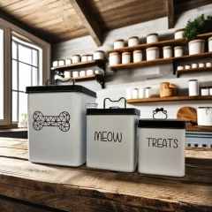 Dog Treat Container Dog Cookie Food Storage Jar Metal Pet Treat Organizer Pet Treat Canister Set